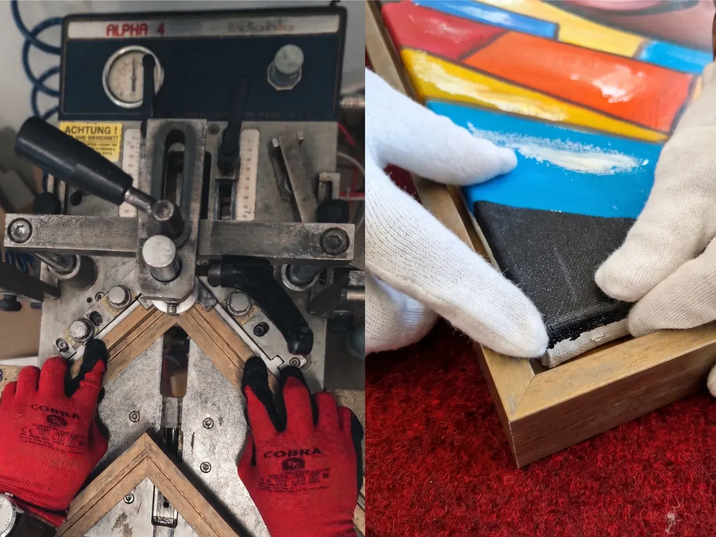 Atelier ArtVinci — meșter înrămând un tablou